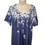 Womens Hawaian Style Shift Dress Noracora Floral u Size XXL 14 Modest Round Nec Blue Photo 1