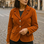 Carolina Herrera  Burnt Orange Velvet Blazer Photo 0