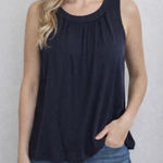 Deletta  Shirt Womens L Sleeveless Black Tunic Tank Ruffle Back Detail Small Photo 0