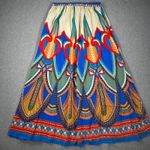 Flying Tomato Colorful Maxi Skirt Bohemian Women's Medium Elastic Waist Red Blue Photo 0
