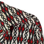 Vintage 70s Knit Editions Ship’n Shore Chain Green Red Button Down Shirt large Photo 2