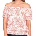 Michael Kors Beach Casual Coral Reef Off Shoulder Top Small White & Red Photo 1