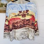 Bit & Bridle  Western Horse Equestrian Wild West 3/4 Sleeve Sequins Top 1X Photo 1