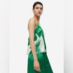 H&M Womens Tropical Satin Cami Tank Top Cream Green Small NEW Photo 1