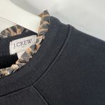 J.Crew Size L Sweatshirt Leopard Ruffleneck Pullover Woven Zip Black Factory Size L Photo 3