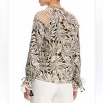 Alexis Seila Split-Neck Long-Sleeve Palm-Print Top size Medium Photo 9