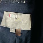 Theia Women's Blue Dramatic Lace Neck Formal Evening Deep Midnight Gown Size 4 Photo 13