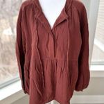 Wishlist Apparel Terracotta Red Cotton Gauze Peplum Tunic Blouson Sleeves Sz M/L Photo 0