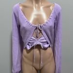 Majorelle  Zowie Purple Crop Sweater Lilac Purple Revolve Small Cinch Tie Cut Out Photo 1