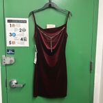 Jump Apparel Embellished Cowl Neck Velvet Dress in Wine Photo 4
