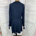 Topshop Smocked Long Sleeve Jersey Knit Skater Dress Blue 8 Photo 4