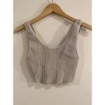 Aritzia  Babaton Scoop Neck Sculpt Ribbed Knit Cropped Tank Top Beige Women Small Photo 3