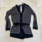 BCBGMAXAZRIA Black Geometric Longsleeve Romper Sz Small Photo 0