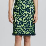 Elie Tahari Women's Sleeveless Lace Sheath Dress Navy Blue neon Green Size 0 Photo 0