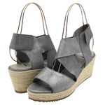 Eileen Fisher  Willow Wedge Cross Strap Espadrille Gray Metallic Leather Size 9 Photo 2