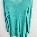 Reba Women’s Turquoise Knit Sweater – Medium – Crochet Neckline, Blue Photo 1
