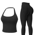 Women workout two piece set Black Photo 0