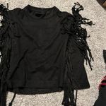 Gianni Bini  Black Crop Fringe Sleeveless Top S Trendy,Boho,Summer,Western Photo 4