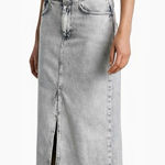 ALLSAINTS Honor Denim Frayed Maxi Skirt, Snow Grey, 12 (US) Photo 0