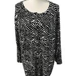 Marina Luna Zebra Print Buttoned Cardigan Women’s Plus Sz 3X Rayon Spandex Black Photo 0