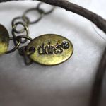 Clair's Brown Leather Brass Tone Rhinestone Accent Flower Choker Necklace Photo 2