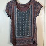 Lucky Brand  Bohemian Crew S/S Shirt Pink Blue Size Med EUC #0979-OAK Photo 1