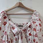 ZARA  Floral Print Linen Blend Square Neck Puff Sleeve Cropped Blouse Size S Photo 4
