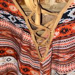 Band of Gypsies Zoe & Rose  Aztec Faux Suede Lace-Up Tank Top Women's Size Small Photo 5