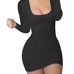 Black Low Cut Dress NWT SML Size L Photo 0