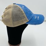 CC Exclusives Adjustable Trucker Baseball Hat Blue Tan Ponytail Criss Cross Back Photo 1