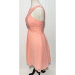 Azazie  Women's Amani Bridesmaid Mini‎ Dress Criss Cross Halter Neck Coral Size 8 Photo 5