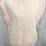 Vintage Hand Knit Short Sleeve Sweater Vest Pink Photo 0