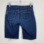Paige  Dark Wash Raw Hem Low Rise Bermuda Shorts Photo 1