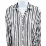 American Eagle White Striped Button Down Shirt S Photo 2