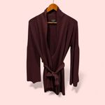 Talbots Cute plum pudding marino wool tie waist open front sweater bell sleeve Photo 1