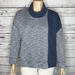 J.Jill XL Blue & White Marled - Blue Colorblock Cowl Neck Oversized Sweater Top Photo 0