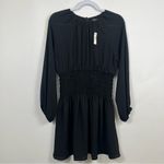 Madewell  Bubble-Sleeve Smocked Mini Dress in True Black Size Small NWT Photo 6