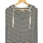 Lou & grey  Striped Hoodie Long Sleeve V Neck Top Organic Cotton Size Small Photo 1