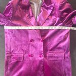 Women’s Pink Double Breasted Velvet 2 Piece Pant Suit Peak Lapel Size L NWT Size L Photo 5