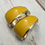 Vintage Clip On Earrings Mustard Yellow Elongated Hoops Photo 5
