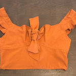 Cider  Terracotta Ruffle Sleeve Crop Top Photo 0