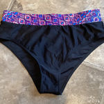 Boho Printed High Waist Bikini Swim Bottoms * Medium * NEW Black Photo 0
