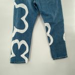 Levi's NEW  501 Crop Paint Number Flower Wavy Lined Straight Denim Blue Jeans 24 Photo 11