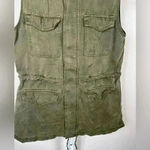 Sanctuary  Sleeveless Zip Front Vest Women's Khaki Army Green Cargo Style Pockets Photo 3