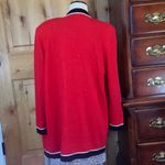 St. John By MARIE GRAY Sportswear 3-Pocket Red Blk Ecru Open Cardigan Jacket EUC M VNTG Photo 3