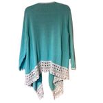 Liz Claiborne New York Open Cardigan Drapery Crochet Trim SZ XL Boho Cottage Green Photo 9