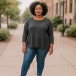 The Limited  Dark Grey Scoop Neck Tunic Sweater Women’s XXL High Low Hem Photo 11