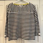Joan Vass striped cotton coat neck top size large Photo 1
