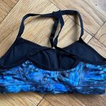 Beyond Yoga  blue/black/grey abstract printed racerback sports bra XS Photo 1