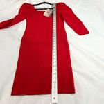 Lila Rose Lily Rose Red Ribbed 3/4 Puff Sleeve Bodycon Dress Photo 3
